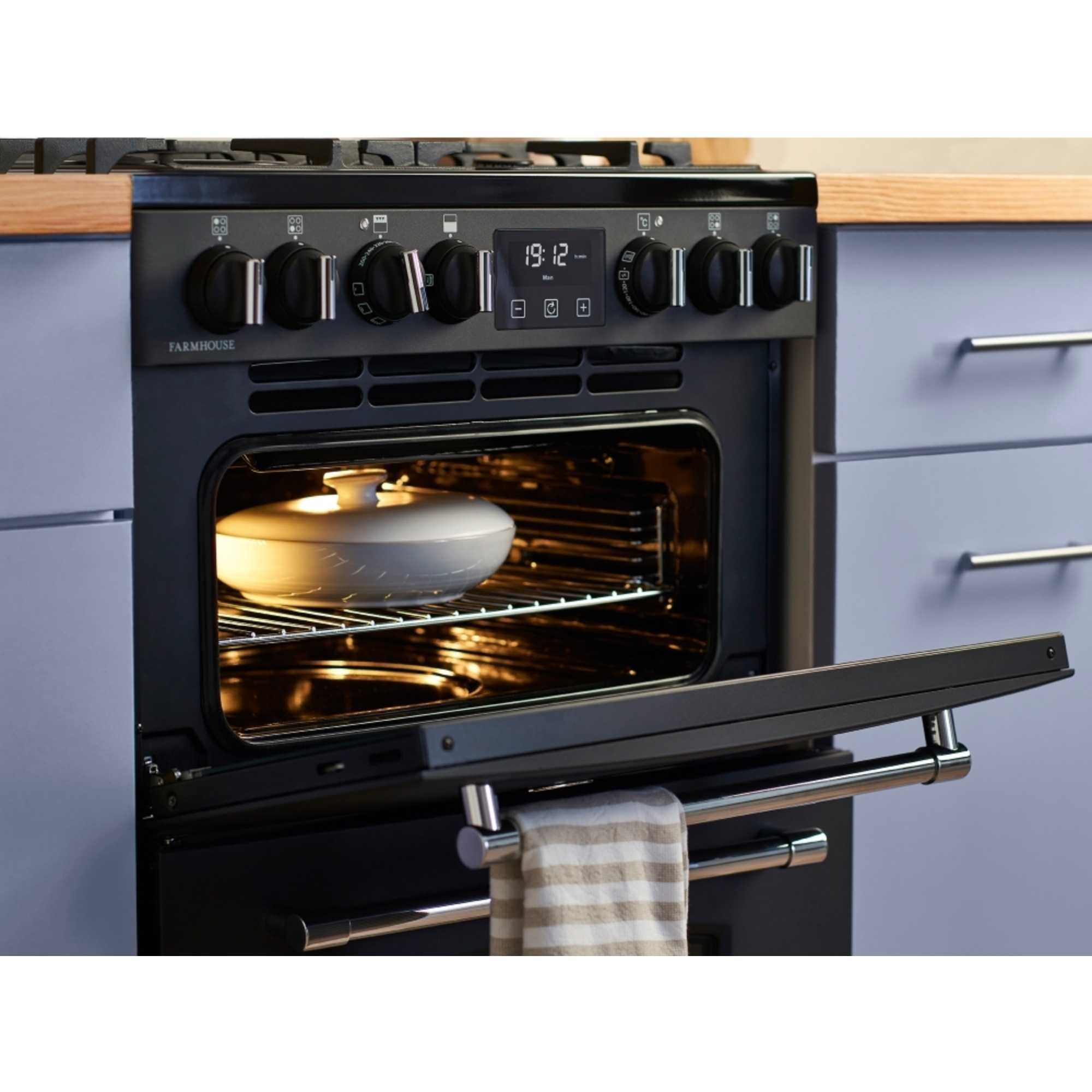 Belling MRAFHOUSE60EBLK 60cm Ceramic Electric Double Oven Cooker - Black